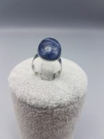 OVAL SODALITE RING 18X13 in sterling silver with blue sapphire.