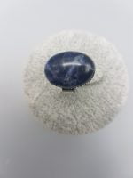 18x13 oval Sodalite ring on a white background.