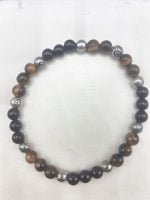 MEN'S BRACELET WITH TIGER'S EYE AND BLACK ONYX ELASTIC stretch bracelet with beads.