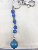 Keychain A KEYCHAIN WITH BLUE AGATE with blue beads.