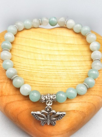 A bracelet with a 6 MM AMAZONITE BUTTERFLY PENDANT