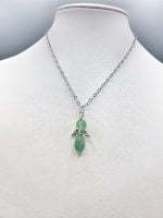 Angel pendant of green aventurine and silver chain.