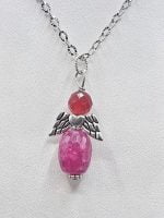 Pink ruby jade angel pendant.