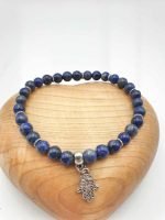 LAZULI BRACELET with enchanting Hamsa pendant in sterling silver.

Product Name: Lapis Lazuli "Blue Breath" Bracelet