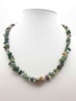 Men's necklace made with green and white INDIAN AGATA stones.
