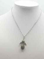 Silver necklace with stone ZOISITE RUBY ANGEL PENDANT.