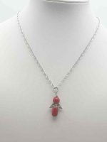 A necklace with a bead ANGEL PENDANT BAMBOO CORAL and a silver chain.