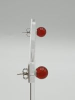 A pair of earrings RED CARNELIAN EARRINGS IN STERLING SILVER.
