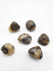 Un gruppo di pietre SEPTARIA BURATTATA su una superficie bianca.