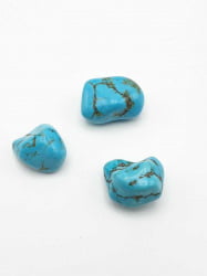 Three stones of TUMBLED TURQUOISE on a white background.