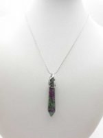 Ruby Zoisite Pendant: Pendant with green zoisite stone and purple ruby.