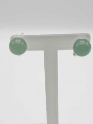 CLIP-ON EARRINGS WITH ROUND GREEN AVENTURINE ON STAND