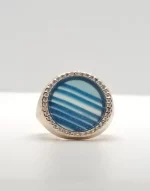 Blue Agate Round Ring